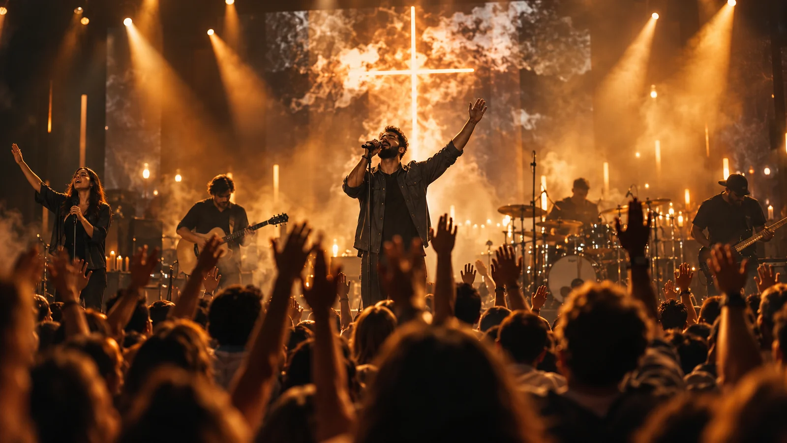 Concertgoers gathered for a live worship event